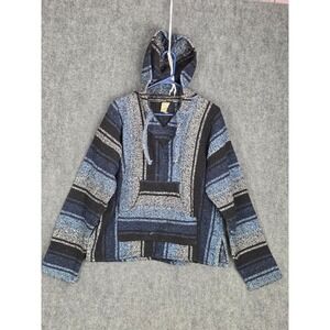 Ogala Outdoors Baja Hoodie Men's Medium Blue‎ Black Pullover Sweater Southwest